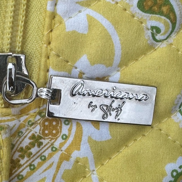 Americana by Sharif Yellow Quilted Tote Bag Paisley Print - Picture 4 of 12